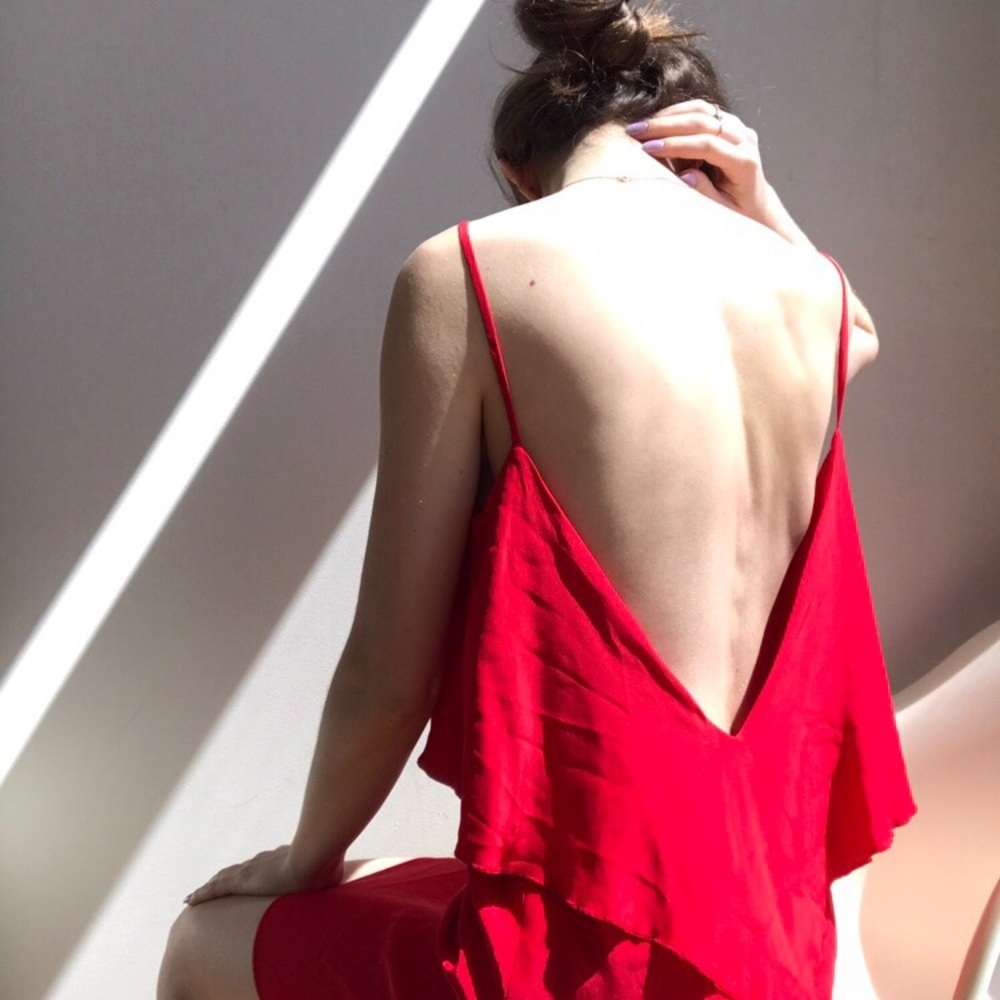 Blu Moon Backless Silk Dress